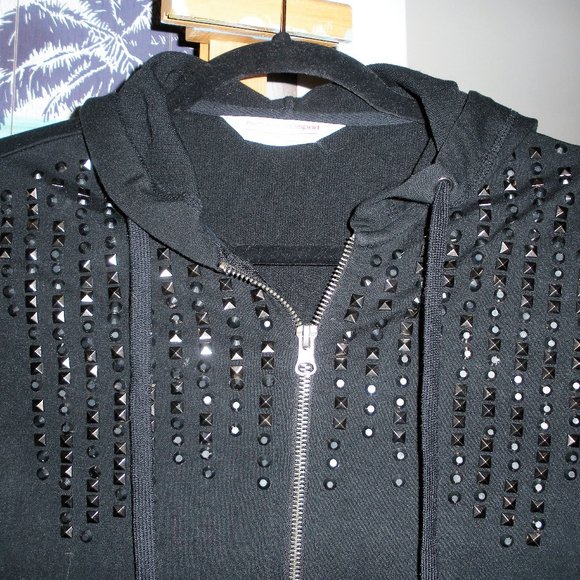 Vintage SET: Boston Proper Black w/studs Hooded Jacket & Pants  SZ: S - Picture 3 of 12